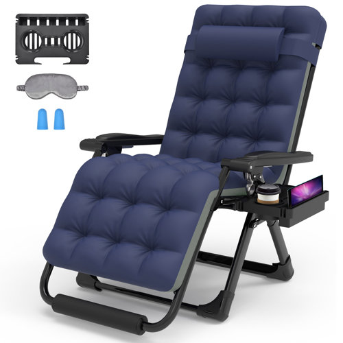 Oversized Zero Gravity Chair With Cushion - XL Folding Recliner For Patio, Pool, Or Camping